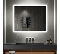 SANIVERRE TEMEO Miroir Mural LED Lumineux 80 x 100 cm réversible (2100 LMS) Tactile : antibuée + intensité et Couleur réglables - Salle de Bain