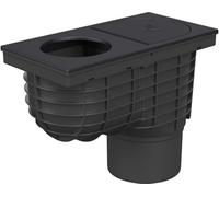 SaniVia Avaloir de Toit DN125 avec Couvercle en Fonte | Siphon Vertical avec clapet Anti-Retour | pour Descente DN100 | Noir