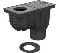 SaniVia Bonde de gouttière inférieure D110 Standard avec Siphon | Couvercle Excentrique pour 75 à 125 mm | Noir