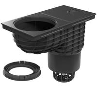 SaniVia Collecteur de Feuilles DN160 avec Panier collecteur de saleté et Siphon - Évacuation des eaux de Pluie pour gouttières - Grand Drain de Toit en Plastique - Classe de Charge K3 - Noir