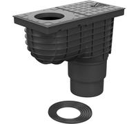 SaniVia Siphon de gouttière DN 110/125 - avec Couvercle Excentrique - Résistant à la Chaleur jusqu'à 90 °C - Siphon Anti-odeurs et Anti-saleté - Diamètre 75-125 mm - Polypropylène Noir
