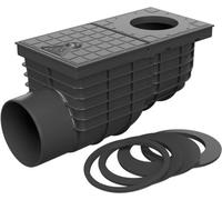 SaniVia Siphon de gouttière latéral D110 avec Siphon | Siphon de Tuyau de Pluie pour diamètre 75 à 125 mm | Hauteur de Construction Plate | Évacuation de Canal pour l'extérieur | avec Anneaux