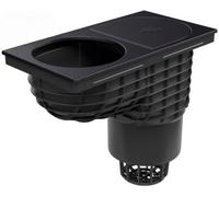SaniVia Siphon de Toit inférieur D160 | Résistant à la Chaleur 90 °C | Surface PP et Fonte | avec clapet Anti-Retour et paroi de Protection | Charge maximale : 1 500 kg | 380 mm x 200 mm (Noir)