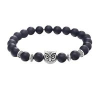 Sanixa Bracelet de perles chouette marron, blanc ou noir - Bracelet en pierres précieuses naturelles - Bracelet pour femme - Blanc turquoise, œil de tigre ou pierre givrée, 21,5 cm, Pierre, aucun.