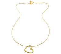 Sanixa Karma NH11440628 Collier pour femme en forme de cœur argenté ou doré 40 cm Chaîne en acier inoxydable Chaîne en forme de cœur pour femme moderne Collier en acier inoxydable Cadeau pour elle, 40