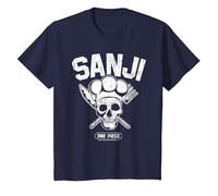Sanji Chapeau de Paille Pirates Cook Skull N Crossbones Anime T-Shirt, Enfant, Bleu Marine, 12 Ans