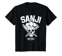 Sanji Chapeau de Paille Pirates Cook Skull N Crossbones Anime T-Shirt, Enfant, Noir, 2 Ans