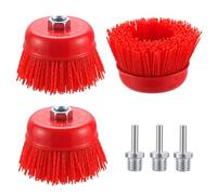 SANJIAN Lot de 3 brosses à filament en nylon de 10,2 cm, brosses abrasives en poils de nylon de 10,2 cm, filetage 5/8"-11 pour meuleuse d'angle, avec tige de foret de 6,35 mm grossière pour enlever la