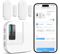 SanJie Alarme de porte avec application, 2 capteurs de porte Wi-Fi et | Double avertissement par récepteur 110 dB et application, avec son ou lumière, pour deux entrées, Wi-Fi 2,4 GHz uniquement.