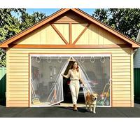 SANJINFON Kit moustiquaire magnétique pour porte de garage de 1,8 à 3,7 m (l) - Filet en maille blanche rétractable avec maille en fibre de verre pour garage de 1 voiture, bloque les insectes et offre