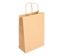 Sanjoma Lot de 200 sacs en papier kraft recyclés biodégradables avec poignées 80 g/m² 18 + 8 x 21,5 cm