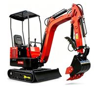 SANJSJHXJ 1.2 Ton Mini Excavator - 13.5HP Gasoline Micro Digger with Zero Tail Swing - Compact Track Hoe for Landscaping, Farm & Small DIY Construction(Red 12C-B)
