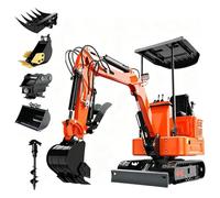 SANJSJHXJ 2650 Lbs Mini Excavator - 13.5HP Gasoline Micro Digger with 36" Narrow Width, Hydraulic Thumb Clip & Quick Coupler for Garden, Farm & Trenching(150pro+5attachments)