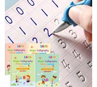 Sank - cahier de pratique magique, stylo pour enfants d'âge préscolaire, calligraphie, version anglaise, essuyage gratuit, livre d'écriture réutilisable pour enfants 4pcs Sets