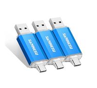 SANKESU Lot de 3 clés USB C 2 en 1 de 64 Go de type A + Type-C 3.1 double disque OTG, vitesse jusqu'à 120 Mo/s de stockage USB C, compatible avec iPhone 16/15, smartphone/tablettes/ordinateurs Android
