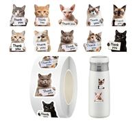 Sankey Rouleau d'autocollants pour chats - 500 pièces, décoration imperméable | autocollants adhésifs pour ordinateurs portables et bagages, convient pour l'école, la salle de classe, la fête