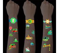 Sankristo 10 Feuilles De Tatouages Temporaires Lumineux Pour Les Enfants Tatouage De Voiture ImperméAble Autocollants Ensemble Filles GarçOns Glow In The Dark Cadeau D'Anniversaire
