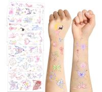 SanKristo 10 Feuilles de Tatouages Temporaires pour Enfants Cartoon Butterfly Colours Tattoos Stickers Set Girls Boys Birthday Gift for Children Party