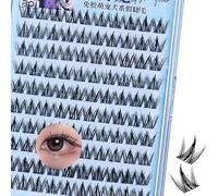 SanKristo 100 Pcs Cils en Cluster Pre Collé, Cils Individuels en Cluster Manga Anime à Porter en Deuxième Kit Extension Cils DIY, Faux Cils Autoadhésif Fluffy C Curl Thick Lashes, 13 MM