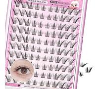 SanKristo 100 Pcs Cils en Cluster Pre Collé, Cils Individuels en Cluster pour Yeux de Renard à Porter Deuxième Cil DIY Kit Extension Lash, Faux Cil Autoadhésif Lazy Lash, 9-14 MM