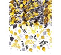 SanKristo 1000 Pièces Confettis Décoration D'anniversaire, Table Deco Disperser Confettis Papier Paillettes Différents Styles Anniversaires Mariage Anniversaires Fête Femme Homme Noir Or Argent, 30g