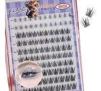 SanKristo 104 Pcs Cils en Cluster Pre Collé, Faux Cils Individuels à Porter en Deuxième Couche, Faux Cil Autoadhésif, Kit Extension Cil DIY Wispy Cat (Cat + Underlash), 11-13 MM