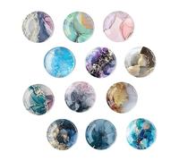 SanKristo 12 Pièces Aimant Frigo, Aimant Marbre pour Réfrigérateur, Aimants Ronds 3D en Verre Décoratifs Colorés, Aimants Frigo pour la Tableaux, la Cuisine, 25mm x 10mm