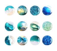 SanKristo 12 Pièces Aimant Frigo, Aimant Mer pour Réfrigérateur, Aimants Ronds 3D en Verre Décoratifs Colorés, Aimants Frigo pour la Tableaux, la Cuisine, 25mm x 10mm