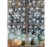 SanKristo 137 Pièces Autocollants Fenêtre Décoration de Noël Electrostatique, Stickers Noel Fenetre Réutilisable, Flocons de PVC Amovibles Neige Stickers pour Chambre D'enfant, Vitrine, Vitre Porte
