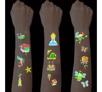 SanKristo 15 Feuilles de Tatouages Temporaires Lumineux pour Enfants Imperméable Cartoon Mermaids Fairy Princesses Tattoo Stickers Set Girls Boys Glow In The Dark Birthday Gift for Children Party