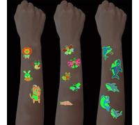 SanKristo 15 Feuilles de Tatouages Temporaires Lumineux pour Enfants Imperméable Cartoon Sharks Animal Insects Tattoo Stickers Set Girls Boys Glow In The Dark Birthday Gift for Children Party