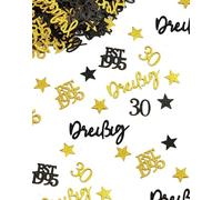 SanKristo 150 Pièces Confettis Fête 30 Ans Anniversaire Décoration, Table Deco Disperser Confettis Papier Brillant Différents Styles Anniversaires Mariage Anniversaires Fête Femme Homme Noir Or