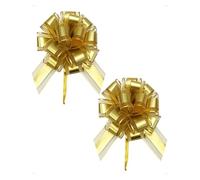SanKristo 2 PCS Grand Nœuds à Tirer, diamètre 17 cm Gros Cadeau Nœud Décoratifs Couleur Métallique Decoration Voiture Mariage, Cadeau, Fêtes, Mariage, Anniversaire, Noël, Albero, Saint-Valentin, Or