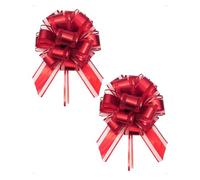 SanKristo 2 PCS Grand Nœuds à Tirer, diamètre 17 cm Gros Cadeau Nœud Décoratifs Couleur Métallique Decoration Voiture Mariage, Cadeau, Fêtes, Mariage, Anniversaire, Noël, Albero, Saint-Valentin Rouge