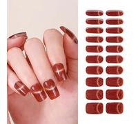 SanKristo 20 bandes ongles en gel, autocollants semi-durcis nail art Smile Cat Eye avec paillettes, UV/LED requis, faciles appliquer retirer, DIY les ongles des femmes et des filles, dégradé rouge