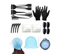 SanKristo 20 Pièces Outil Ensemble Coloration des Cheveux, Réutilisable Bol Teinture Pinceaux Bonnet À Mèches En Silicone Avec Le Crochet Cache-Oreilles Gants Pince à Cheveux Kit DIY Salon Domestique