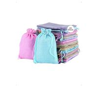 SanKristo 20 Pièces Petits Sachets en Jute Sacs Cadeau Réutilisables avec Cordon Serrage, Pochons Tissu 10x14cm à Remplir pour Bijoux, Mariage, Fête, Noël (5 Couleurs)
