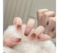 SanKristo 24 Pièces Moyenne Carrée DéGradéE Presse Ongles, Ongle Artificiel Avec Ombre De Rouge Profond, Ongles PresséS Réutilisables Faux Ongle Autocollant Femmes et Filles