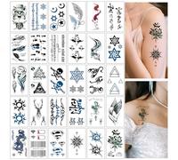SanKristo 30 PCS Tatouages Temporaires pour Femme Homme Squelettes 3D colorés Fantômes Totem Mots Tatouages Autocollants pour Main Bras Jambes Faux Tatouage Imperméable Adultes Sticker