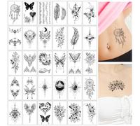 SanKristo 30 PCS Tatouages Temporaires pour Femme Homme Tatouages 3D Fleurs Plumes Planètes Autocollants pour Main Bras Jambes Faux Tatouage Imperméable Adultes Sticker