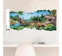 SanKristo 3D Mur Brisé Autocollants Muraux de Dinosaures de la Jungle, Stickers Muraux Dinosaures Autocollants, Stickers Fenêtre, Stickers Maison Enfants, pour Salon, Chambre, Cuisine, Salle de Bain