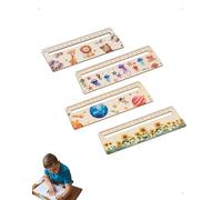 SanKristo 4 Pièces Regle de Lecture en Bois, Règle de Lecture Enfants Avec Motifs Lunaires Animaliers, 17 et 15 cm Marque Page Enfant pour Filles et Garçons Cadeau Enfant Rentrée École
