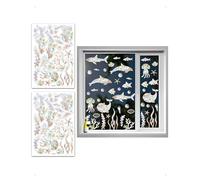 SanKristo 48 Pièces 3D Autocollants Anti-Collision Oiseaux Fenêtre, Animaux Sous-Marins Arc-en-Ciel Suncatcher Stickers Effet Prisme Contre Film, DIY Réutilisable, Fenetre Verre Porte Déco Protection