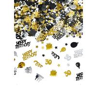 SanKristo 500 Pièces Confettis 30 Ans Décoration Anniversaire, Table Deco Disperser Confettis Papier Paillettes Différents Styles Anniversaires Mariage Fête Femme Homme Noir Or Argent, 15g