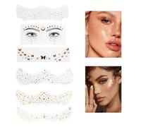 SanKristo 6 Feuilles Femmes Paillettes Taches de rousseur Tatouage Visage Or Sparkle Faux Taches de rousseur Imperméable au Maquillage Patchs Festival Autocollant Temporaire pour Maquillage