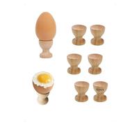 SanKristo 6 PCS Set de Coquetiers en Bois, Tasse à Oeufs Design, Coquetier Rond en Bois avec Base, Accessoires de Création DIY pour la Cuisson au Restaurant de la Cuisine à Domicile