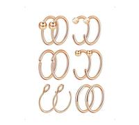 SanKristo 6 Pièces Piercing Nez Anneaux en Acier Chirurgical 316L, Boucles Doreilles en Acier Inoxydable à Charnière, Hinged Anneau Segment Clicker Bijoux, 8MM, Or rose