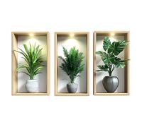 SanKristo Autocollant Mural Forme Pot Fleurs 3D 3 PCS, Autocollants D'art Mural Décoration Murale Chambre Décalque Mural Vase, Salon Chambre à Coucher Cuisine Salle Bain Décoration Murale 35 X 20CM