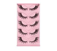 SanKristo Bande de Cils Manga, 5 Paires de Cil Fox Eye Faux Cils à Porter Dans Le Kit Extension Secondaires, Cil éPais et BoucléS en D pour DéButants, 11-21 MM