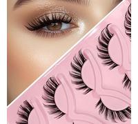 SanKristo Bandes de Cils Manga, 5 Paires de Cil Fox Eye Faux Cils en Bande à Porter Dans Le Kit Extension Secondaires, Cil éPais et BoucléS en D pour DéButants, 8-12 MM